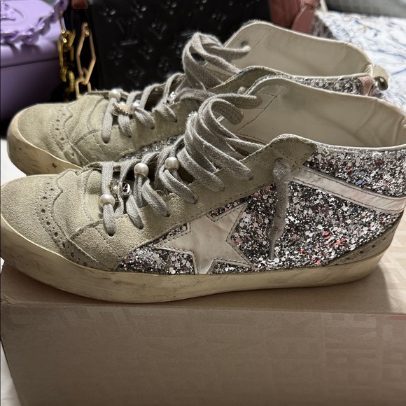 Golden Goose Shoes - Golden Goose High-Top Sneakers with Silver Glitter Star size EU40